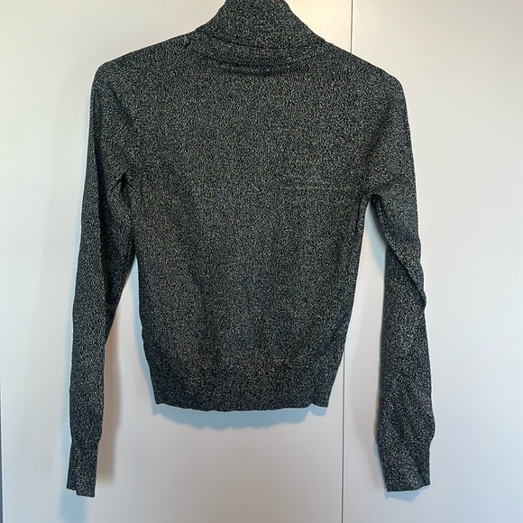 Abercrombie and fitch turtleneck metallic shimmer shiny grey sweater - Picture 3 of 4
